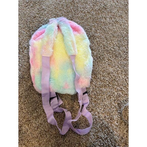 Girls Unicorn Rainbow Plush Mini Backpack Multicolor Accessory - Picture 2 of 6